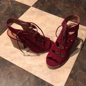 Lace/tie up bootie heels